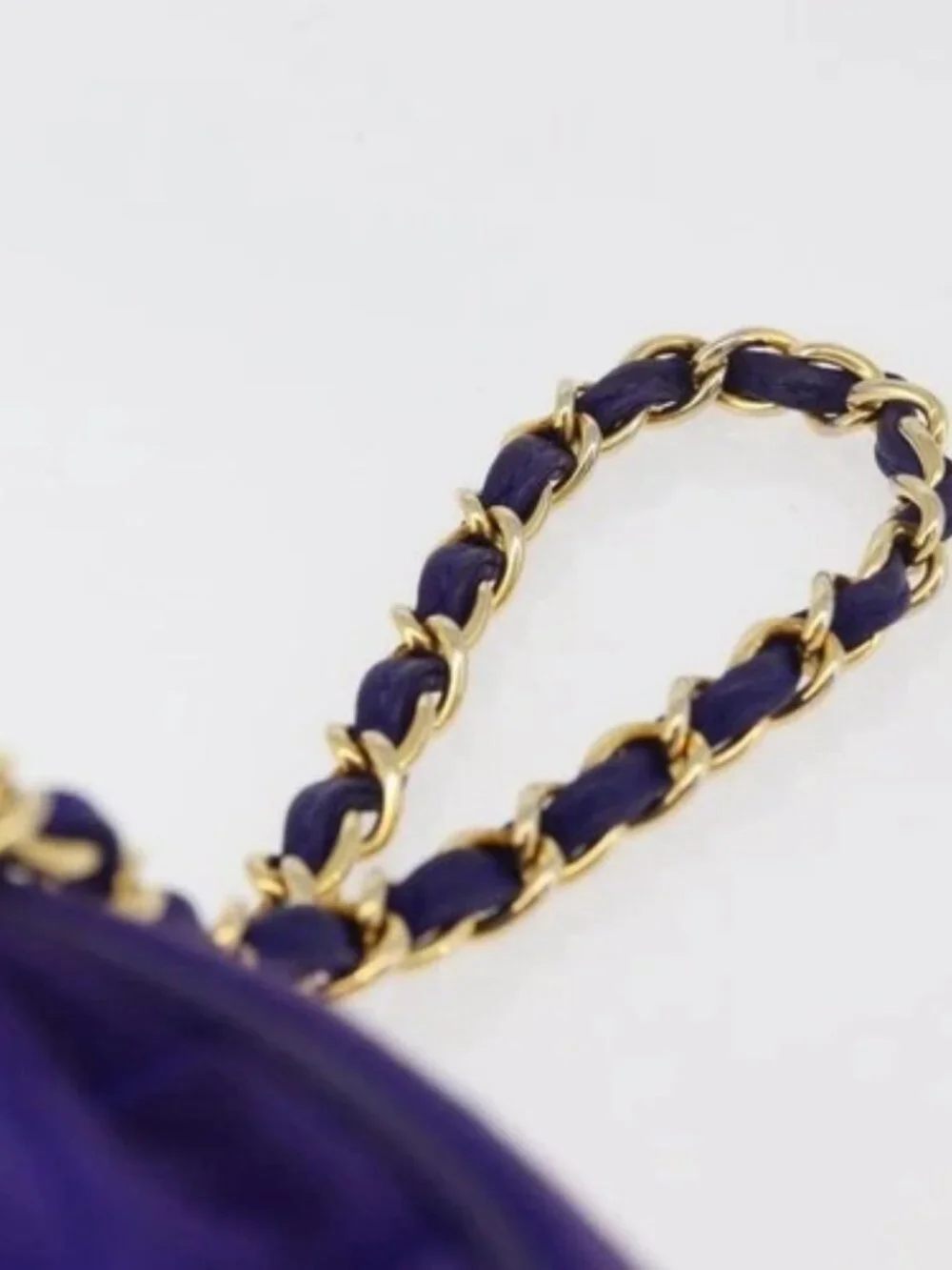 CHANEL Matelasse Chain Hand Bag Suede Purple Gold CC Auth YKZ821A